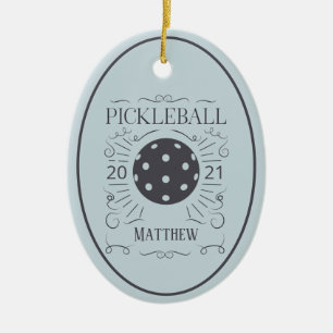 Name des Vintagen Pickleball-Monogramms Keramik Ornament