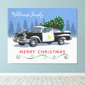 Name des Vintagen Polizeiautos Leinwanddruck (Insitu (Holzboden))