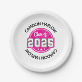 Name des Vintagen rosa Graduierens Pappteller (Vorderseite)