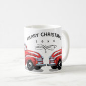 Name des Vintagen Rotlastwagens Kaffeetasse (VorderseiteRechts)