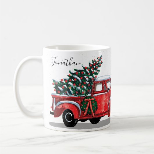 Name des Vintagen Rotlastwagens Kaffeetasse (Links)