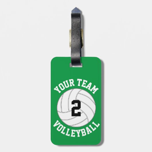 Name des Volleyball-Teams, Spielernummer und Farbe Gepäckanhänger (Rückseite vertikal)
