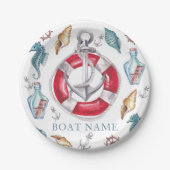 Name des Wasserfarbenboots Personalisiert Pappteller (Vorderseite)