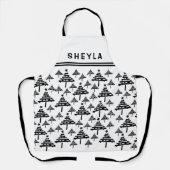 Name des Weihnachtsbaums Schwarz-Weiß-Muster Schürze (Vorderseite)