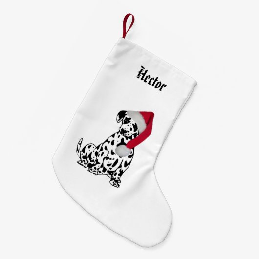 Name des WeihnachtsDalmatiners Kleiner Weihnachtsstrumpf (Vorderansicht (hängend))