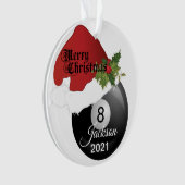 Name des Weihnachtsmannmütze-Billard-Entwurfs-| Ornament (Vorderseite)