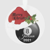 Name des Weihnachtsmannmütze-Billard-Entwurfs-| Ornament (Rückseite)