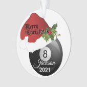 Name des Weihnachtsmannmütze-Billard-Entwurfs-| Ornament (Vorderseite)