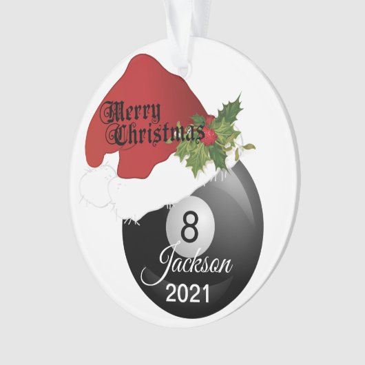 Name des Weihnachtsmannmütze-Billard-Entwurfs-| Ornament (Vorderseite)