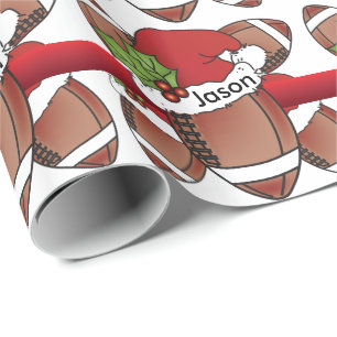 Name des Weihnachtsmannmütze-Weihnachtsfußball-  Geschenkpapier