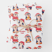 Name des Weihnachtspenguins Geschenkpapier Set (Beispiel)