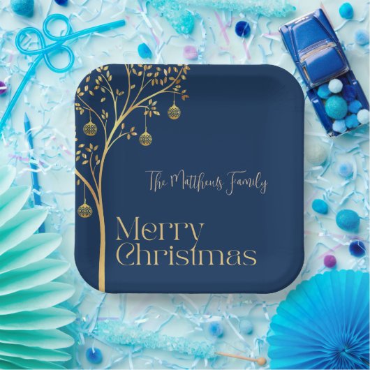 Name des Weihnachtsschreibers für Navy Blue und Go Pappteller (Party)