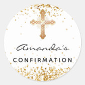 Name des weißen Glitzer Runder Aufkleber (Vorderseite)