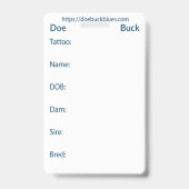 Name des weißen Kaninchens Ausweis (Rückseite)