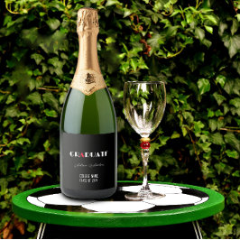 Name des weißen, minimalistisch-roten Abschlusses Schaumweinetikett