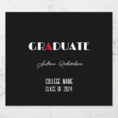 Name des weißen, minimalistisch-roten Abschlusses Schaumweinetikett (Einzelnes Label)