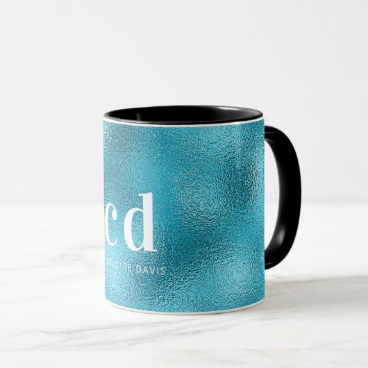 Name des weißen Monogrammes Tasse (VorderseiteRechts)