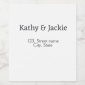 Name des weißen Pärchens Stadt Staat Weinetikett (Einzelnes Label)