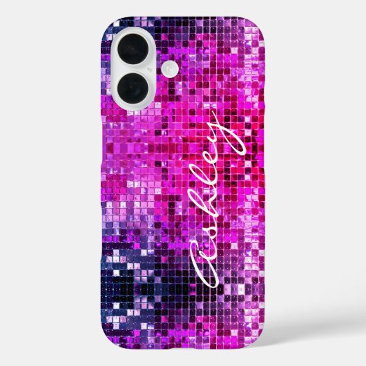 Name des weißen Skripts auf rosa Glitzer Case-Mate iPhone Hülle (Rückseite)