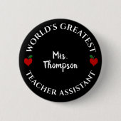 Name des weltbest Teacher Assistant Heart Apple Button (Vorderseite)