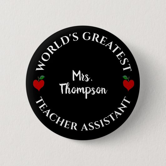 Name des weltbest Teacher Assistant Heart Apple Button (Vorderseite)