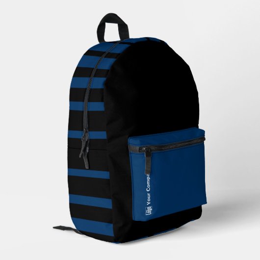 Name des Werbeaktion-Unternehmens Streifen Blue Bl Bedruckter Rucksack (Rückseitige Ecke links)