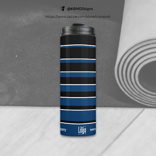 Name des Werbeplakats QR-Code WWW Blue White Thermosbecher