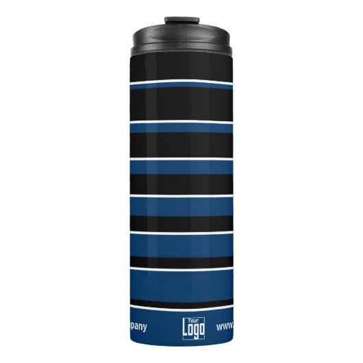 Name des Werbeplakats QR-Code WWW Blue White Thermosbecher (Vorderseite)