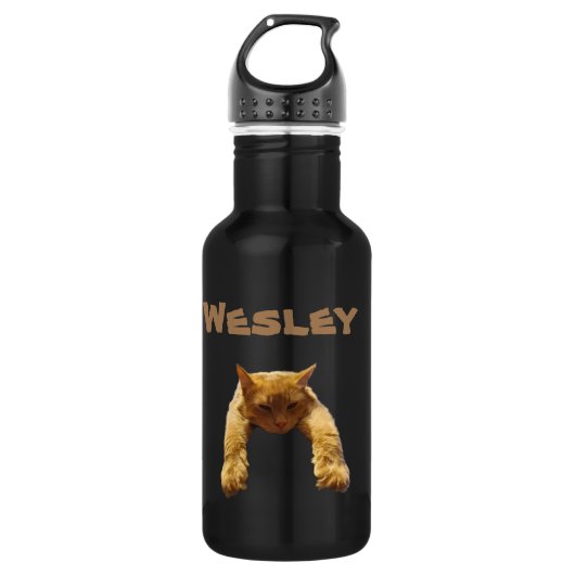 Name des Wesley mit Lazy Cat, Wasserflasche (Vorderseite)
