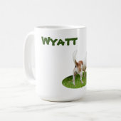 Name des Wyatt mit Fox Terrier, Tasse des Kaffees (Vorderseite Links)
