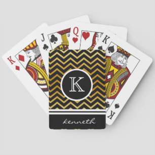 Name des Zickzack Schwarzen Monogramms Spielkarten