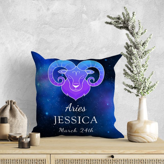 Name des Zodiac-Zeichens Aries Gift Throw Kissen (Von Creator hochgeladen)