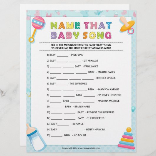 Name dieses Baby-Liedes [Baby Basics Blue] Briefbogen (Vorne/Hinten)