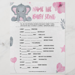 Name dieses Babyliedes [[Baby Elephant [Pink]] Briefbogen