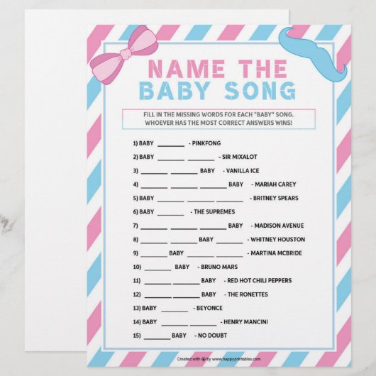 Name dieses Babyliedes [Genitalüberraschung] Briefbogen (Vorne/Hinten)