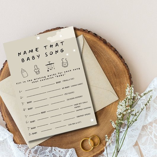 Name dieses Babyliedes Rustikale Minimal Baby Dusc Einladung