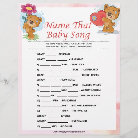 Name dieses Babyliedes [Teddy Bears] Briefbogen (Vorderseite)