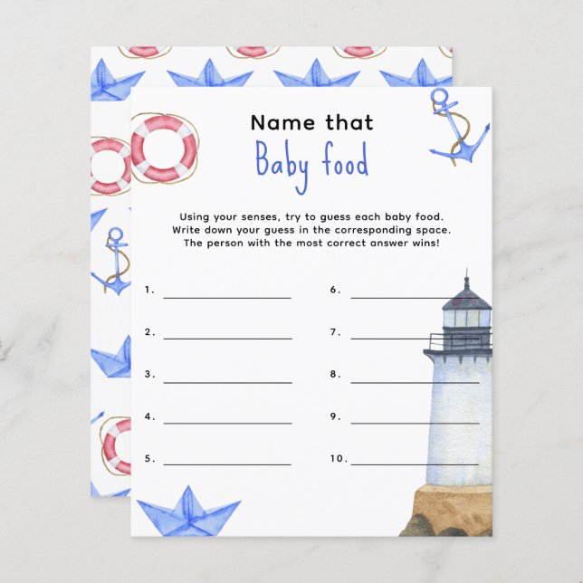 Name dieses Babynahrung - Baby-Dusche-Spiel (Vorne/Hinten)