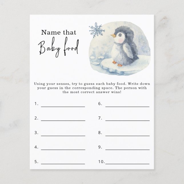 Name dieses Babynahrung - Baby-Dusche-Spiel (Vorderseite)