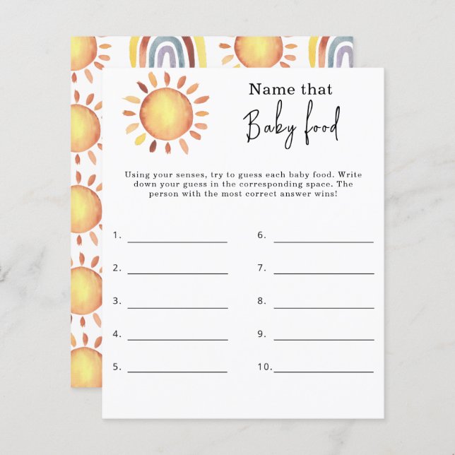 Name dieses Babynahrung - Baby-Dusche-Spiel (Vorne/Hinten)