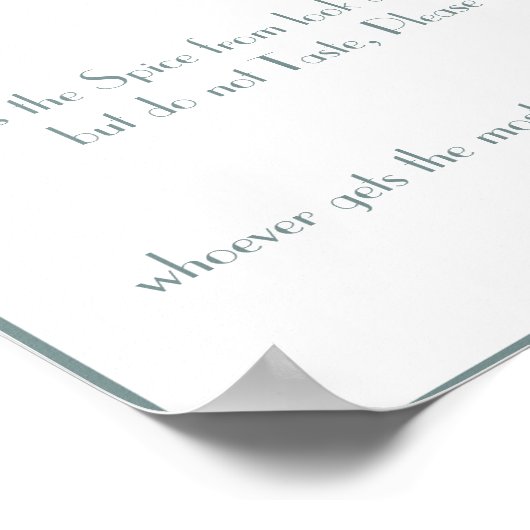 Name dieses Gewürzes - Duschspielplakat Poster (Ecke)