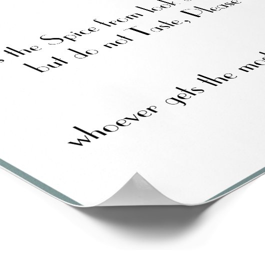 Name dieses Gewürzes - Duschspielplakat Poster (Ecke)