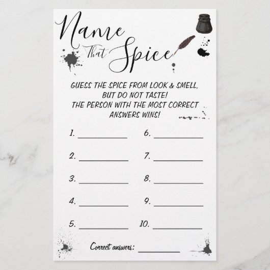 Name dieses Gewürzes | Pen & Inkwell Game Card Flyer (Vorne)