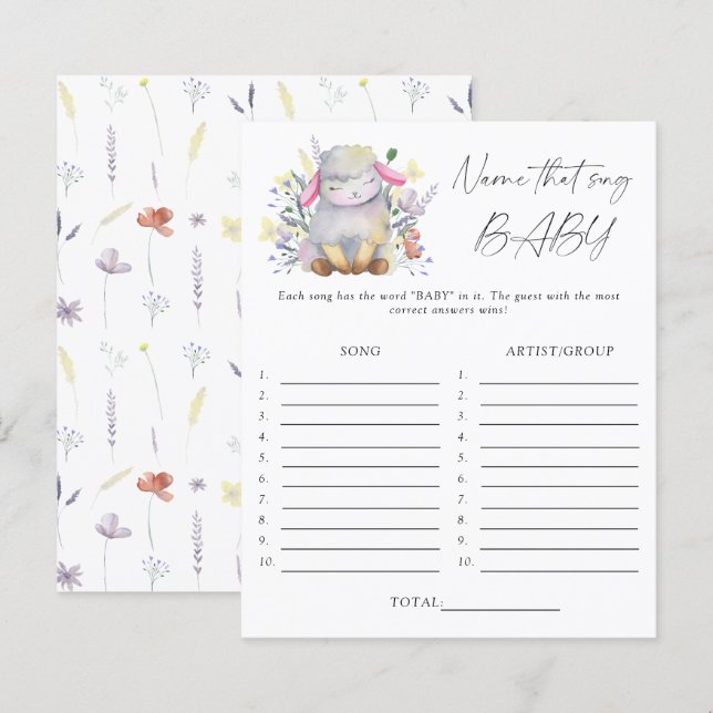 Name dieses Lied Baby Dusche Spiel - Lamm (Vorne/Hinten)