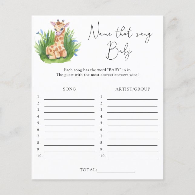 Name dieses Liedes \ Giraffe Thema Baby Dusche Spi (Vorderseite)
