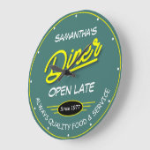 Name Dinar Datum Slogan Gelbes Retro-Zeichen Aquam Große Wanduhr (Winkel)