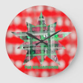 Name Drehbuch Feststern kariert rot-weiß Große Wanduhr (Vorderseite)