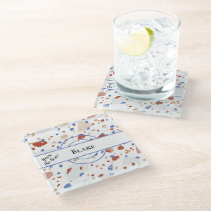 Name, du bist der Beste, Terrazzo-Muster Glasuntersetzer