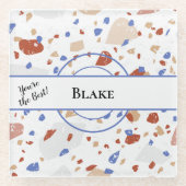 Name, du bist der Beste, Terrazzo-Muster Glasuntersetzer (Vorderseite)