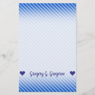 Name; Dunkelblau und hellere blaue Streifen Briefpapier